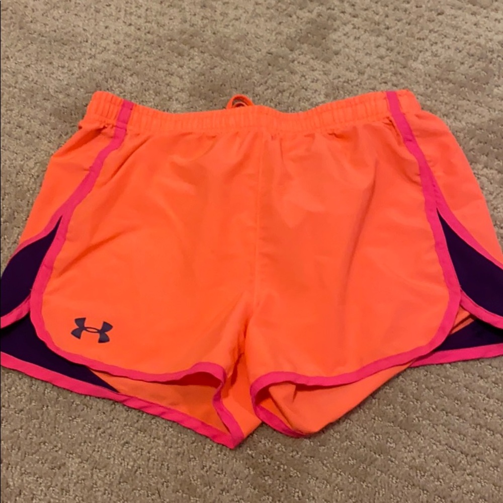 Under Armour bright colored running shorts